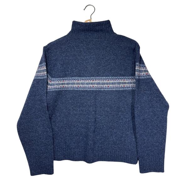 Woolrich Vintage 100% Lambswool 1/4 Zip Blue Fair Isle Sweater Size M Blue Wool - Picture 6 of 9